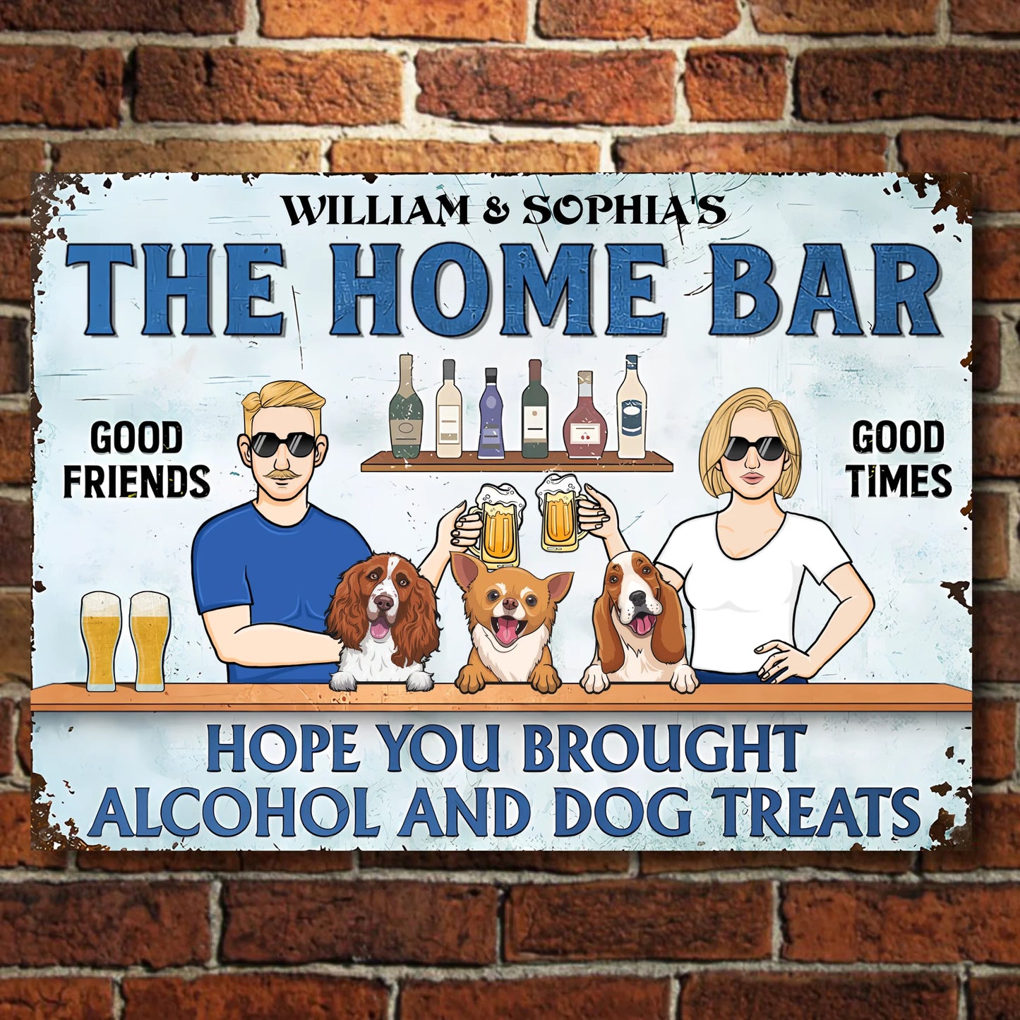 The Patio Bar Hope You Brought Alcohol And Dog Treats 2 - Personalized Horizontal Metal Sign