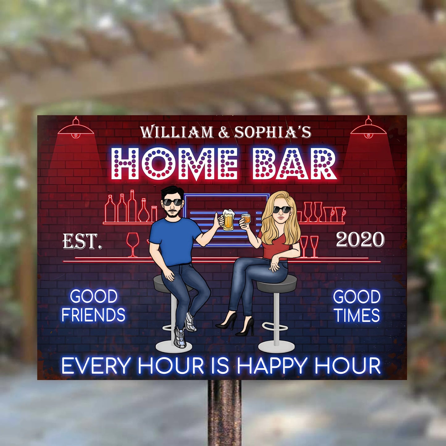 Every Hour Is Happy Hour - Personalized Horizontal Metal Sign