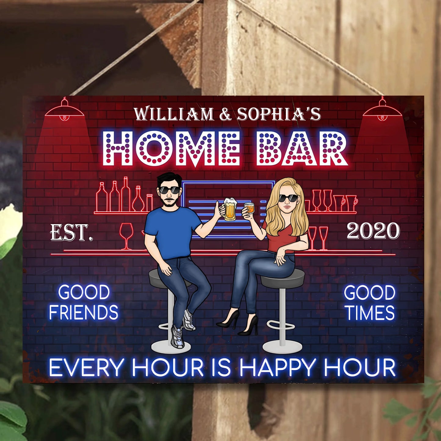 Every Hour Is Happy Hour - Personalized Horizontal Metal Sign