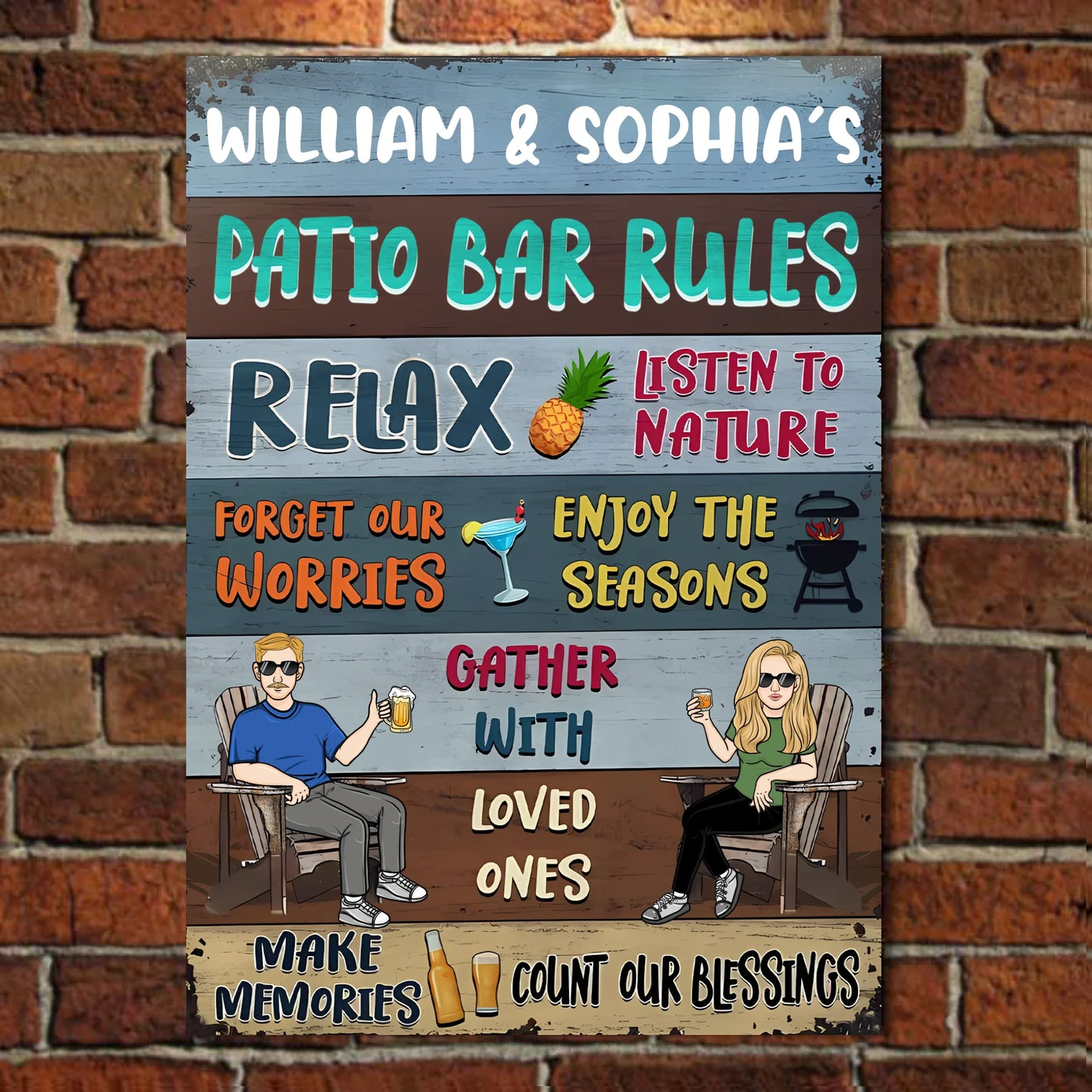 Relax & Listen To The Nature - Personalized Vertical Metal Sign