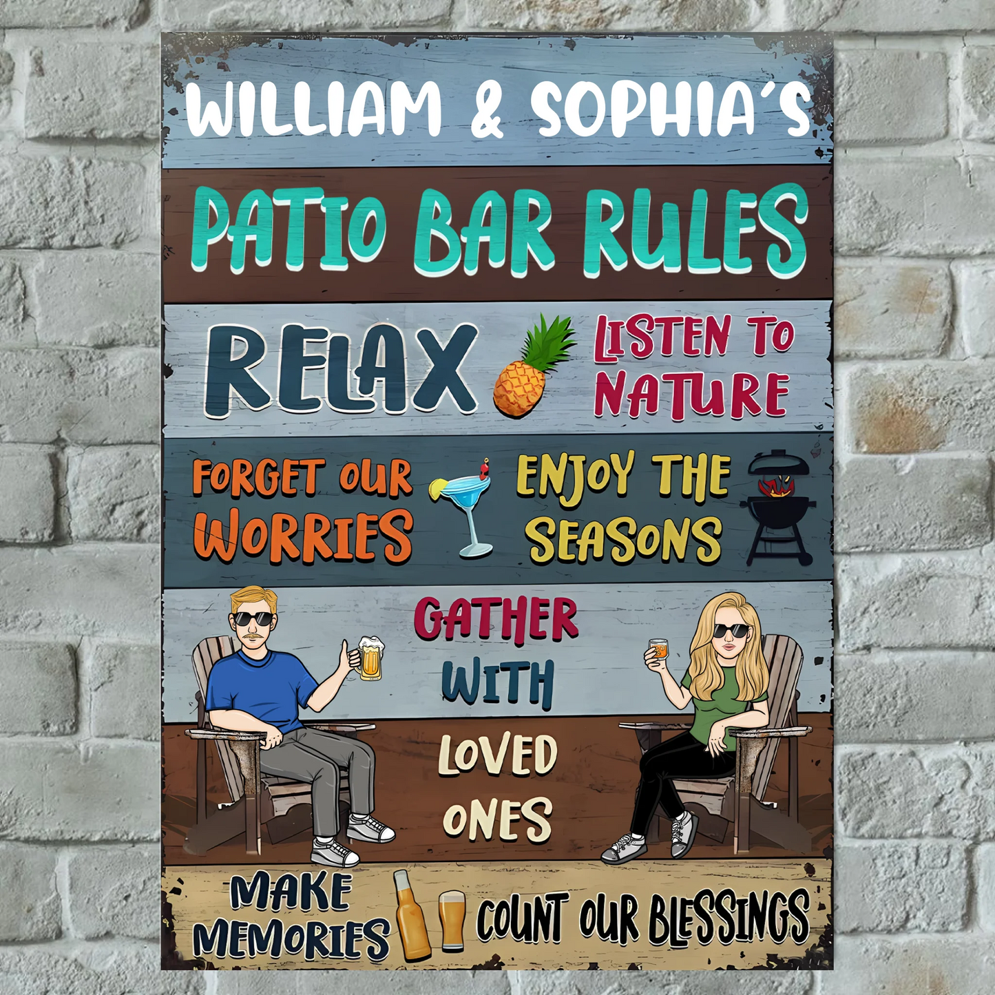 Relax & Listen To The Nature - Personalized Vertical Metal Sign