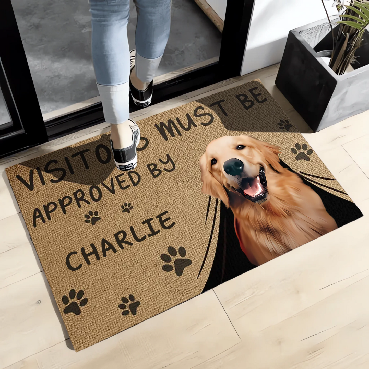 Visitors Must Be Approved By The Pets - Personalized Pet Doormat