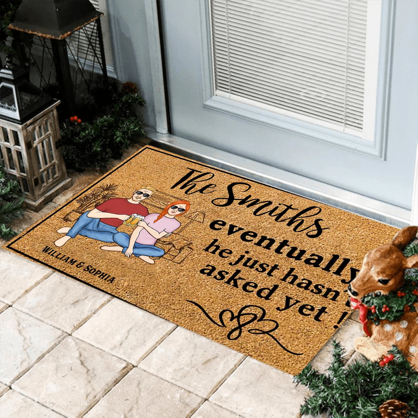 Family Couple Eventually He Just Hasn't Asked Yet - Personalized Doormat - Gift For Husband Wife, Couples
