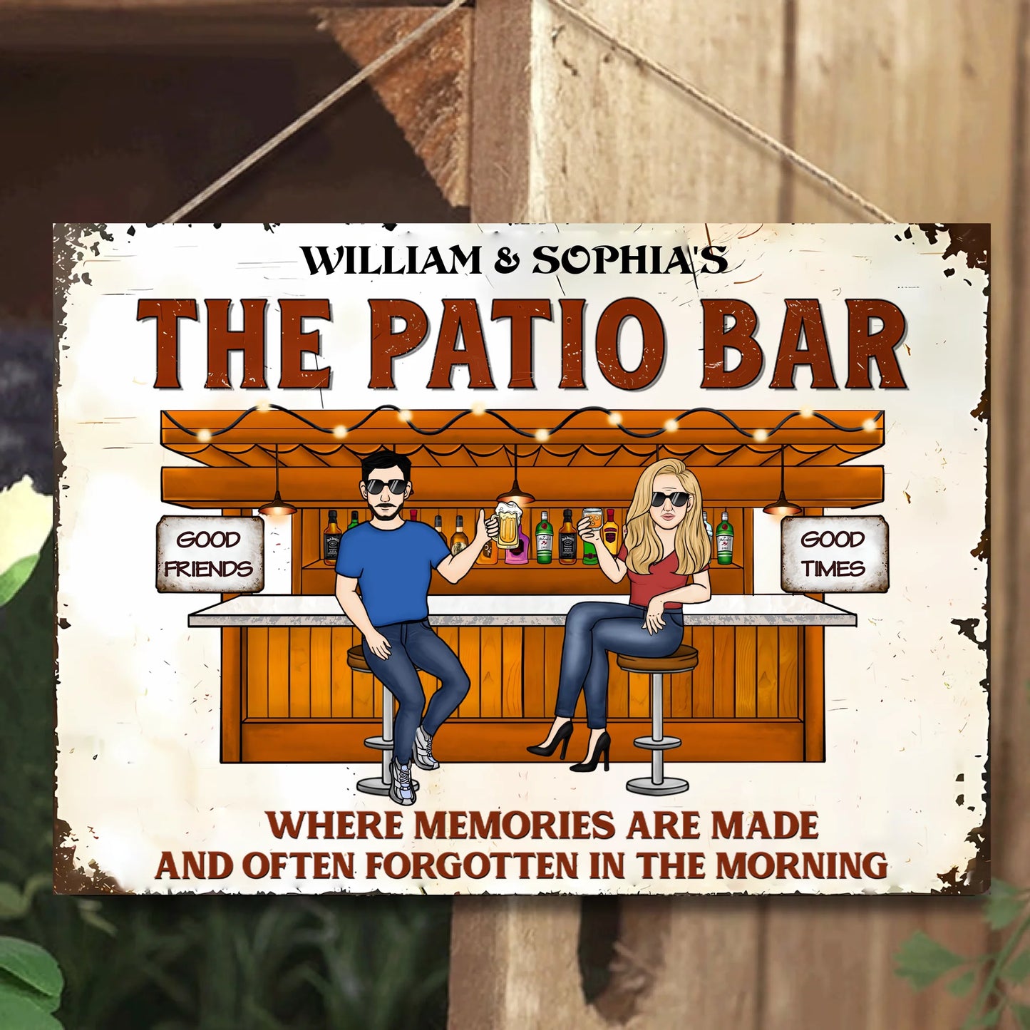 Back Garden Where Memories Are Made And Often Forgotten In The Morning - Personalized Horizontal Metal Sign