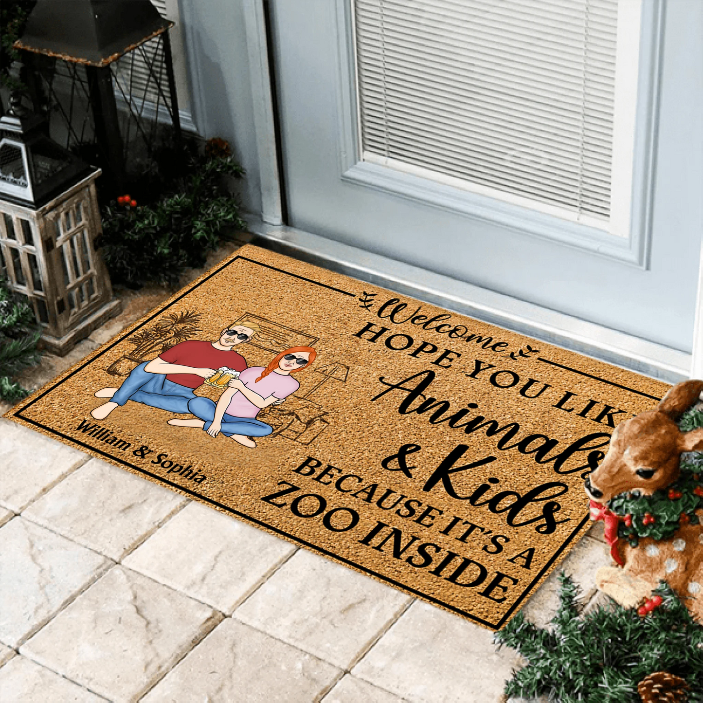 Hope You Like Animals and Kids Because It's A Zoo Inside - Personalized Custom Doormat