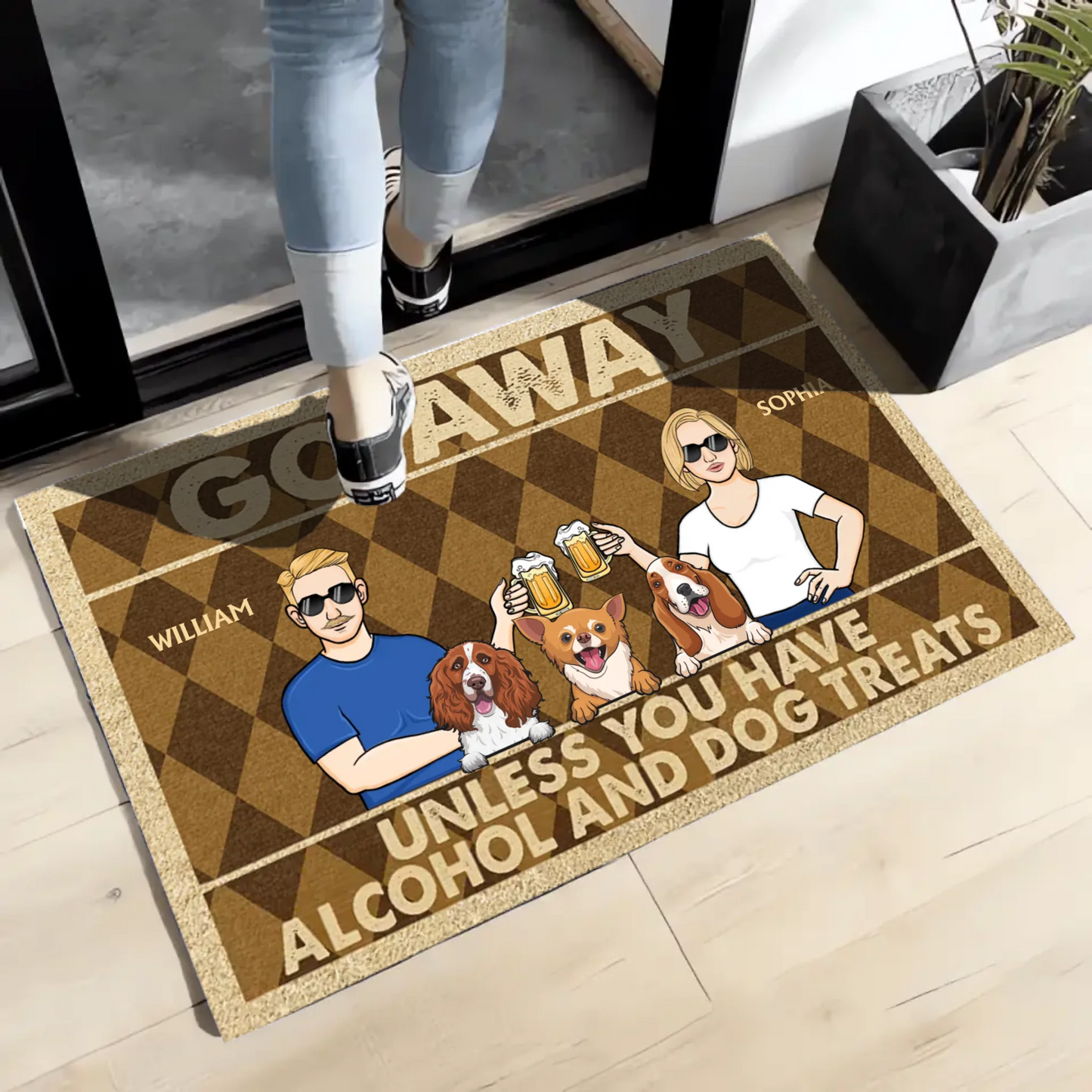Go Away Unless You Have Alcohol And Dog Treats - Personalized Doormat - Gifts For Dog Lovers