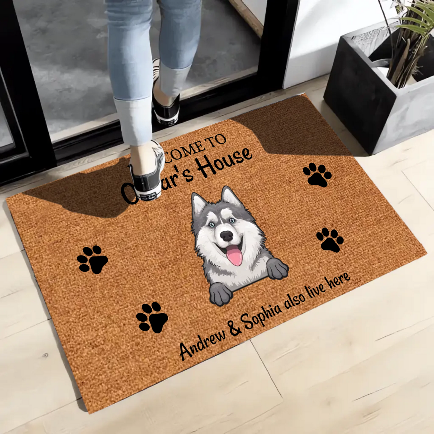 Bienvenido a Doormat Human Just Live Here - Felpudo personalizado para perros y gatos