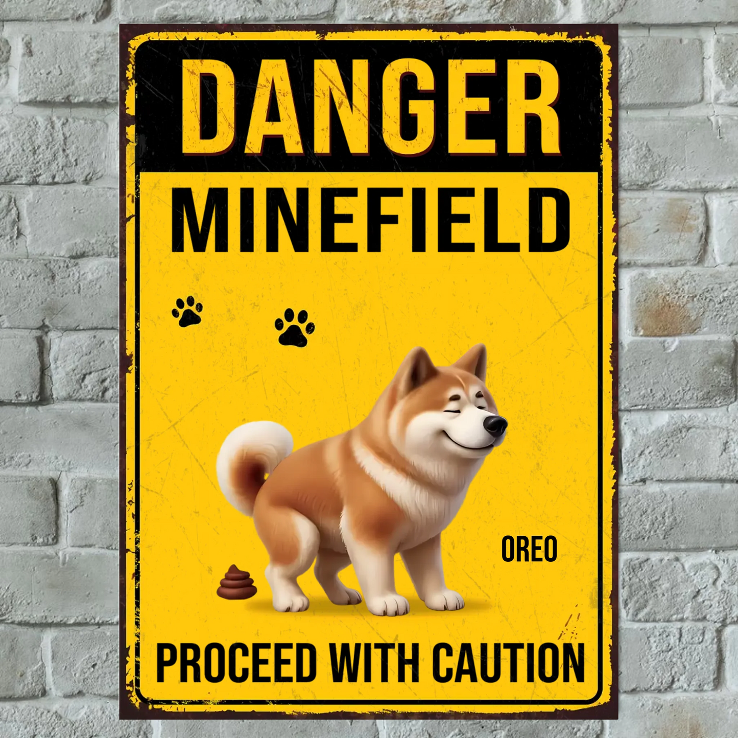 Proceed With Caution - Personalized Vertical Metal Sign - Gift For Dog Lovers, Pet Lovers