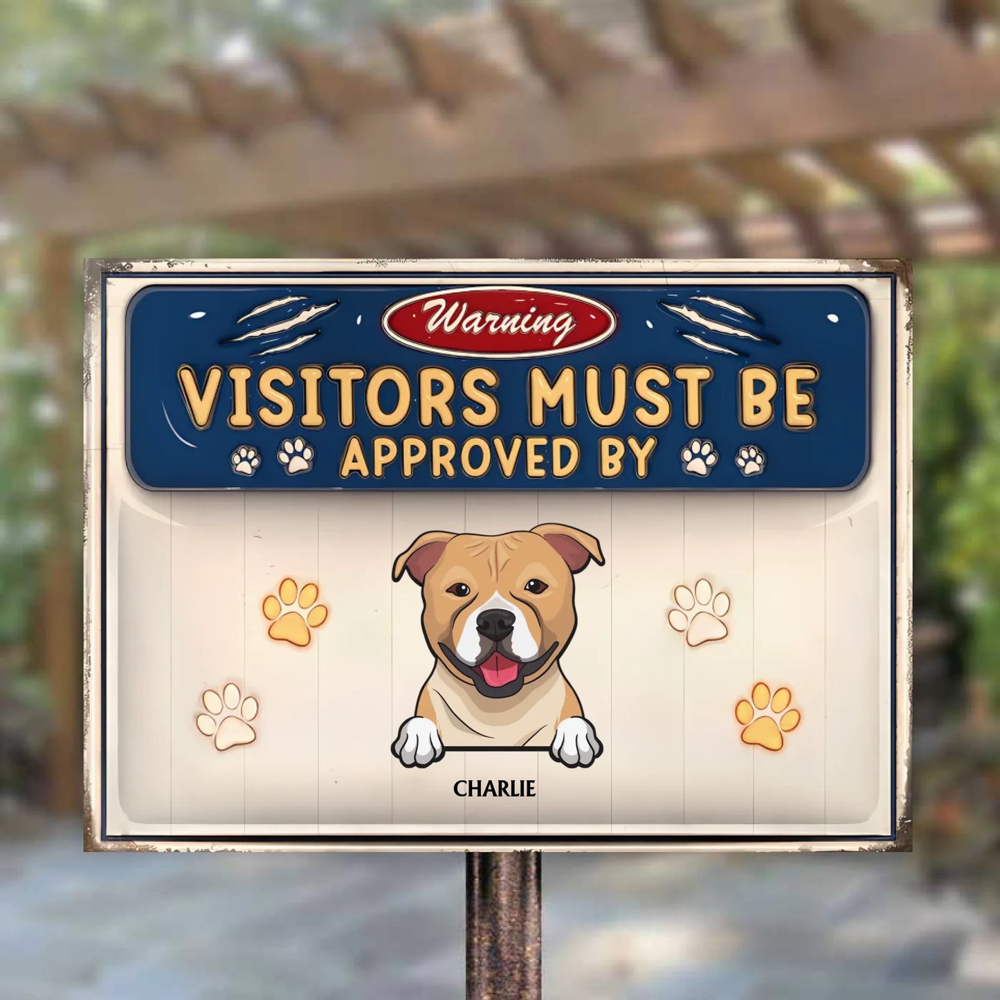 Visitors Must Be Approved By Our Dogs - 3D Effect Dogs - Personalized Horizontal Metal Signs - Gift For Dog Lovers