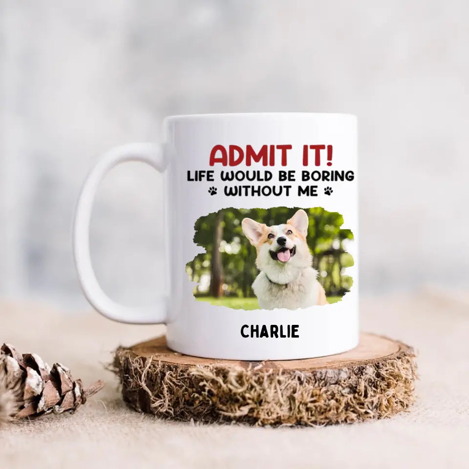 Gib es zu! Das Leben wäre langweilig ohne uns – Tasse mit personalisiertem Upload-Foto für Hund und Katze – Geschenk für Haustierbesitzer und Tierliebhaber