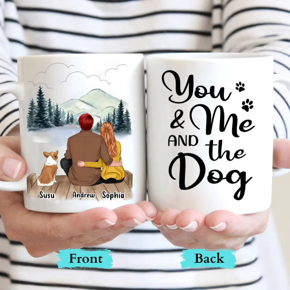 Tú, yo y los perros 2 - Taza personalizada personalizada - Regalo para parejas, amantes de los perros
