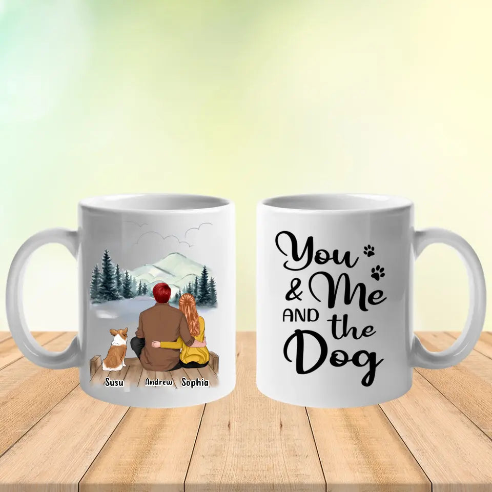 Tú, yo y los perros 2 - Taza personalizada personalizada - Regalo para parejas, amantes de los perros