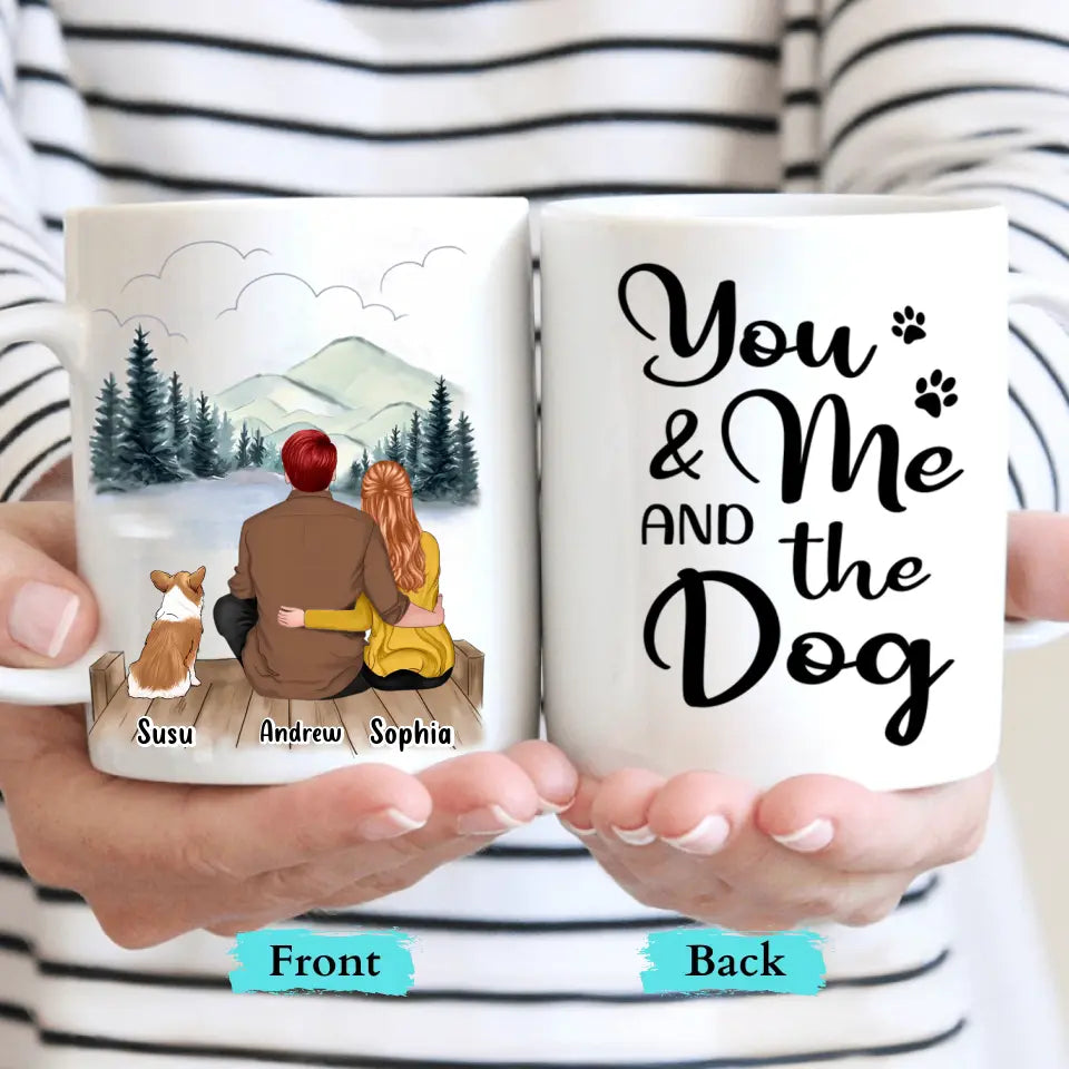 Tú, yo y los perros 2 - Taza personalizada personalizada - Regalo para parejas, amantes de los perros