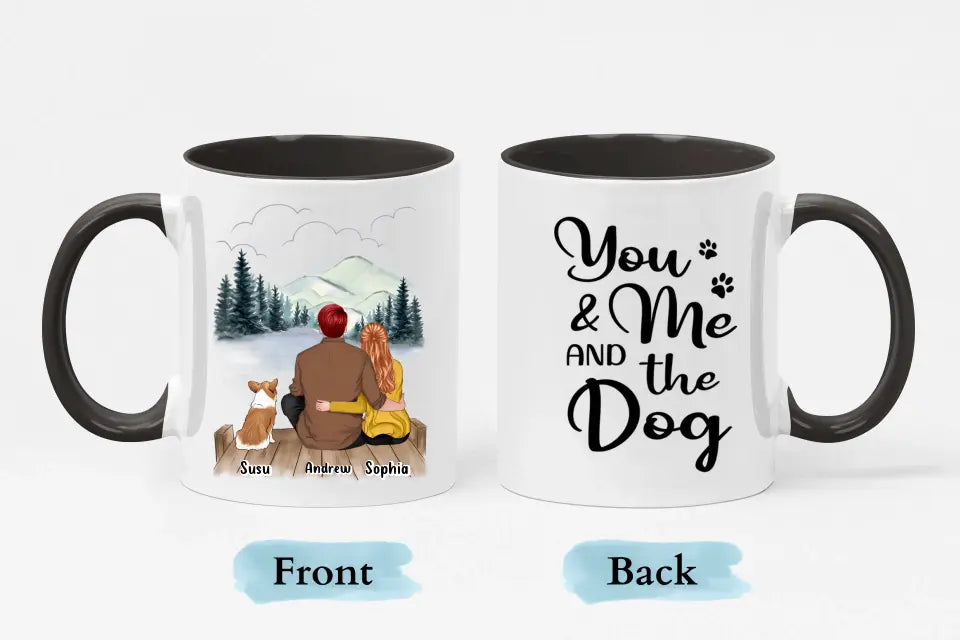 Tú, yo y los perros 2 - Taza personalizada con acento personalizado - Regalo para parejas, amantes de los perros