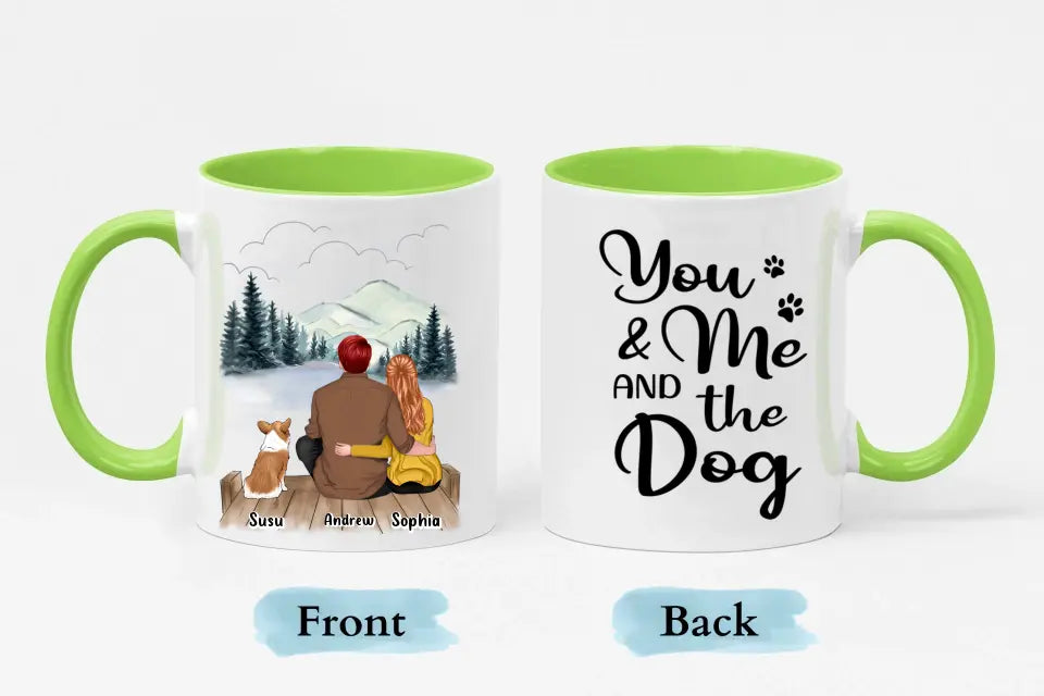 Tú, yo y los perros 2 - Taza personalizada con acento personalizado - Regalo para parejas, amantes de los perros