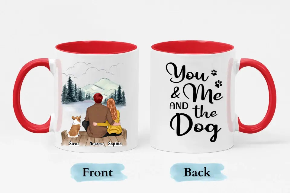 Tú, yo y los perros 2 - Taza personalizada con acento personalizado - Regalo para parejas, amantes de los perros