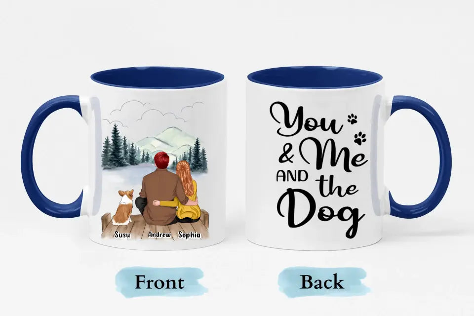Tú, yo y los perros 2 - Taza personalizada con acento personalizado - Regalo para parejas, amantes de los perros