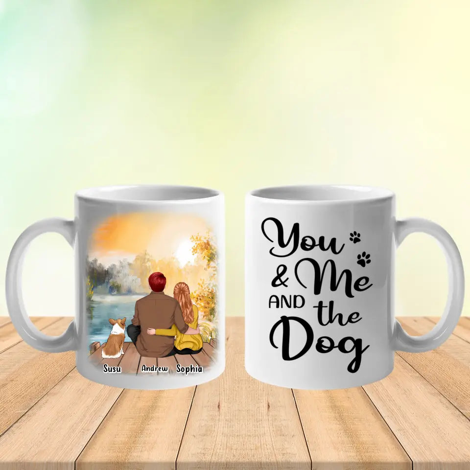 Tú, yo y los perros - Taza personalizada - Regalo para parejas, amantes de los perros