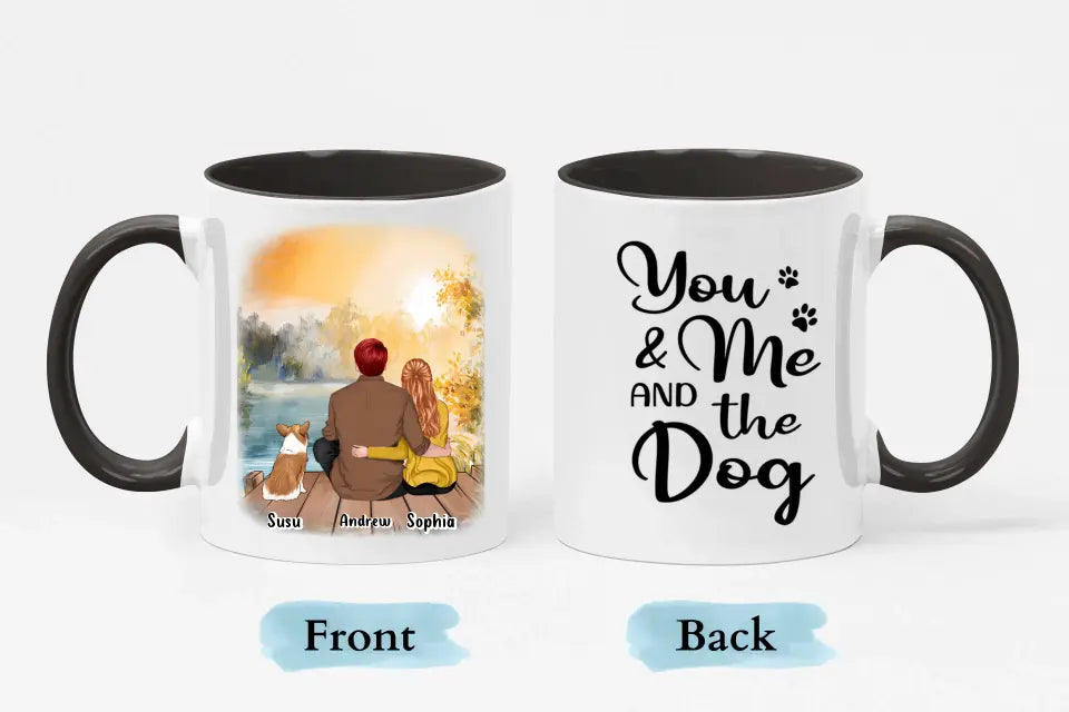 Tú, yo y los perros - Taza personalizada con acento personalizado - Regalo para parejas, amantes de los perros