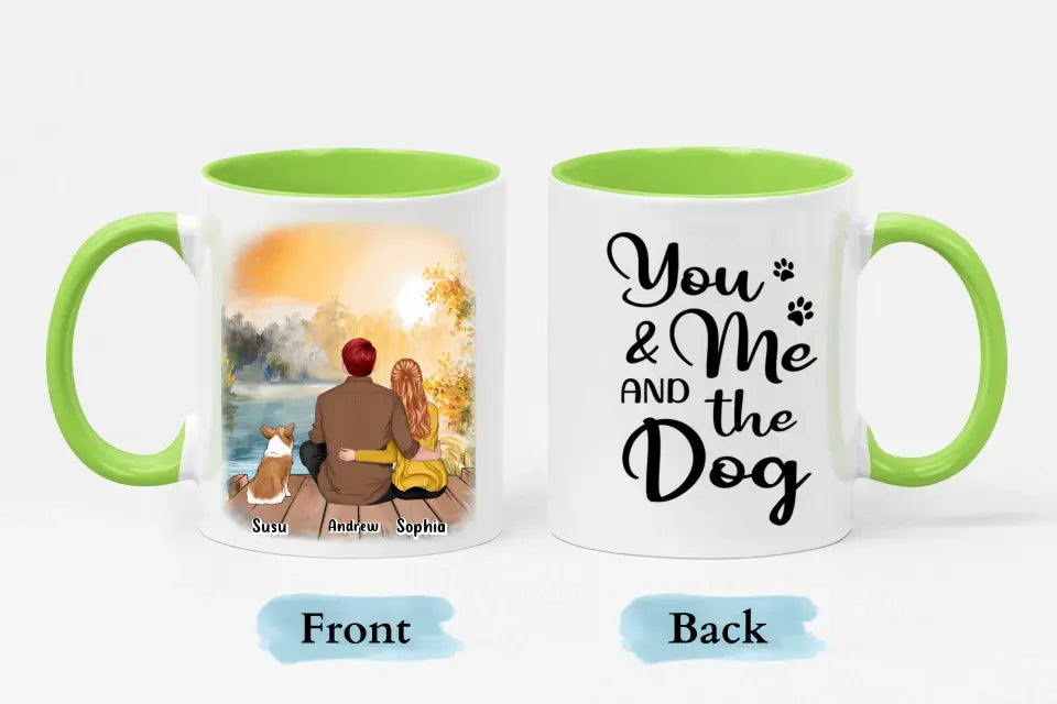 Tú, yo y los perros - Taza personalizada con acento personalizado - Regalo para parejas, amantes de los perros