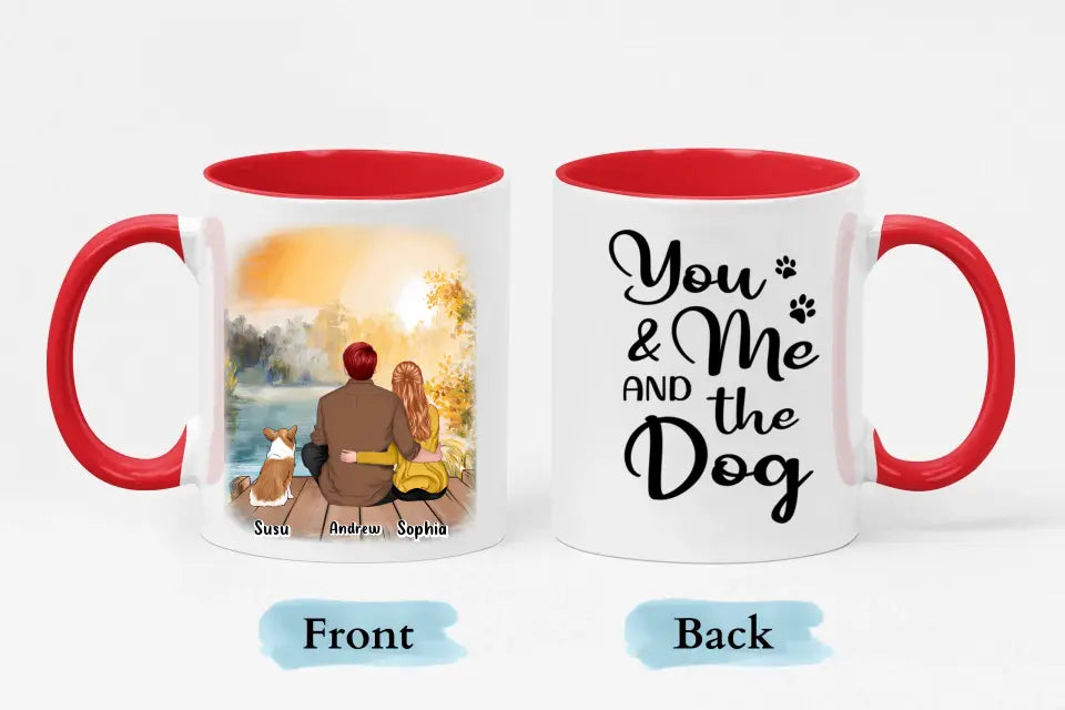 Tú, yo y los perros - Taza personalizada con acento personalizado - Regalo para parejas, amantes de los perros
