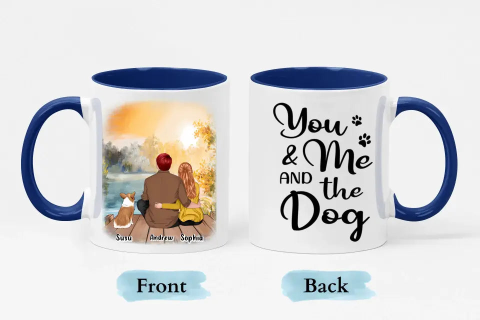 Tú, yo y los perros - Taza personalizada con acento personalizado - Regalo para parejas, amantes de los perros