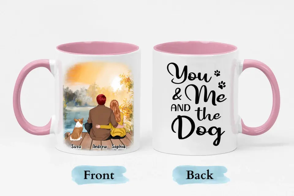 Tú, yo y los perros - Taza personalizada con acento personalizado - Regalo para parejas, amantes de los perros
