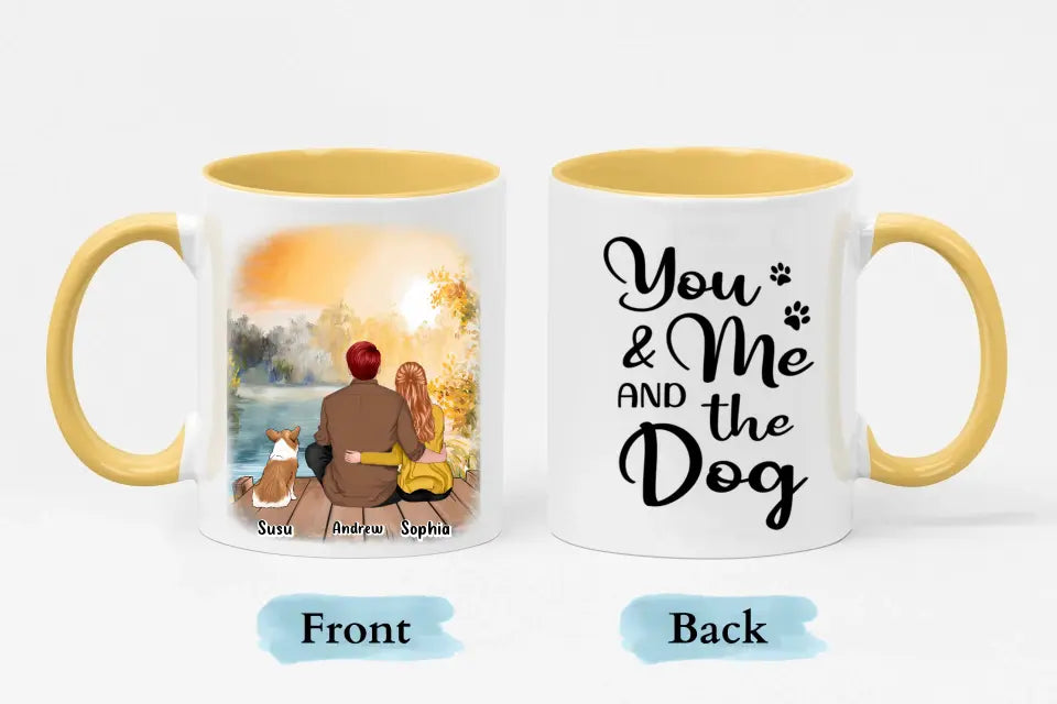 Tú, yo y los perros - Taza personalizada con acento personalizado - Regalo para parejas, amantes de los perros
