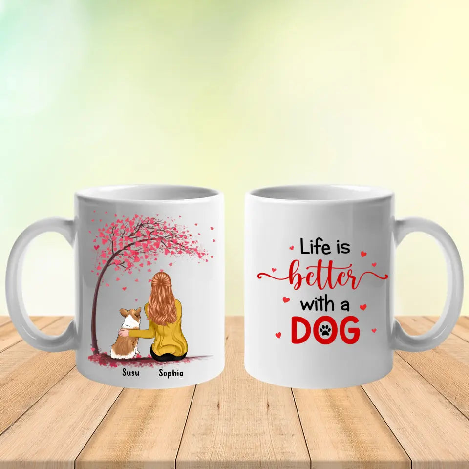 La vida es mejor con los perros - Taza personalizada personalizada - Regalo para los amantes de los perros