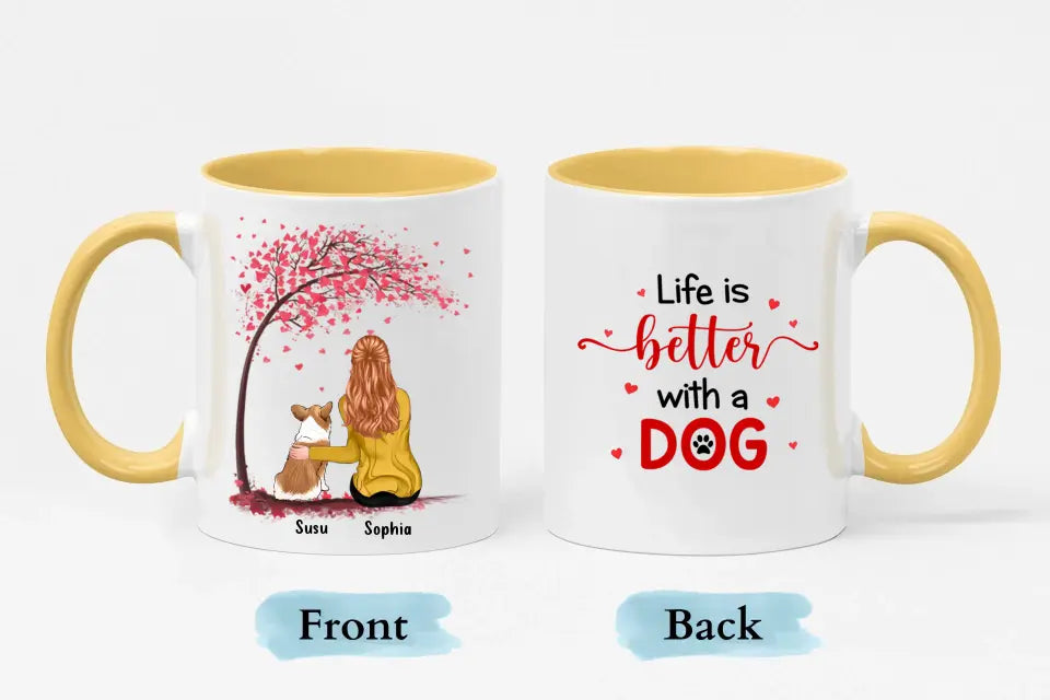 Mit Hunden ist das Leben besser – personalisierte Tasse mit individuellem Akzent – Geschenk für Hundeliebhaber