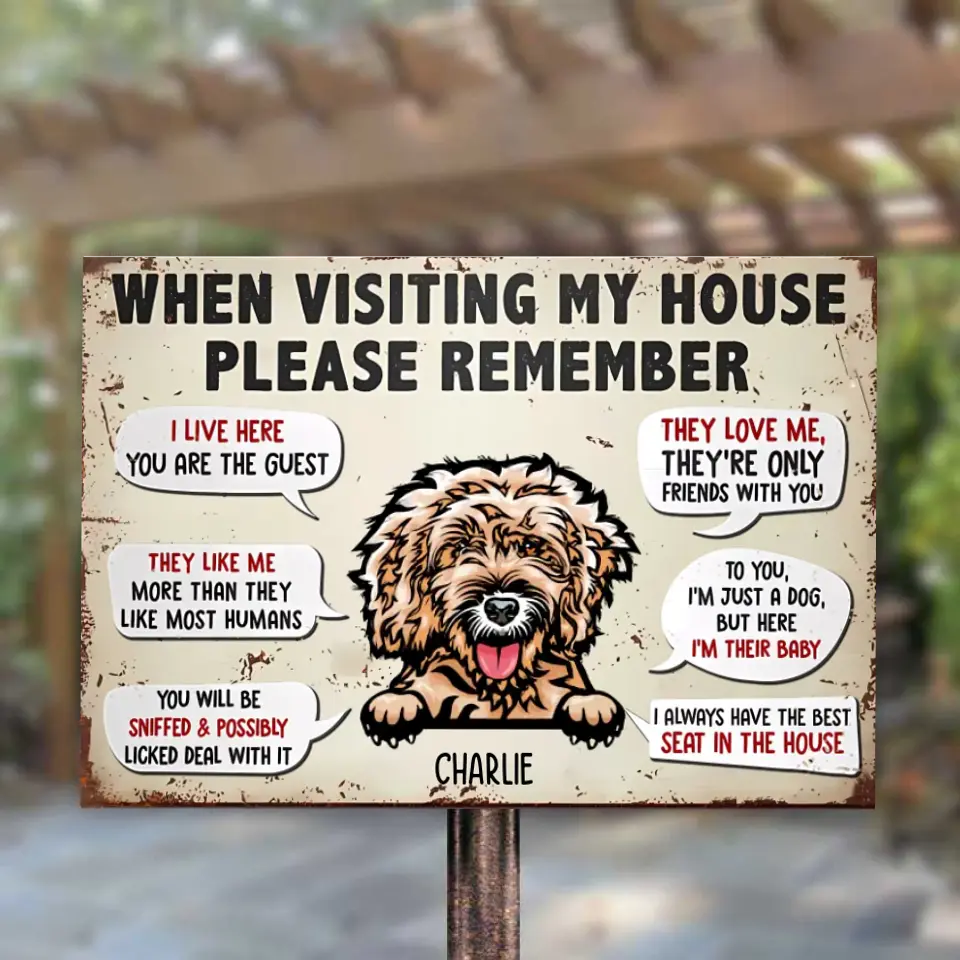 Please Remember When Visting To Our House - Personalized Dog Metal Sign