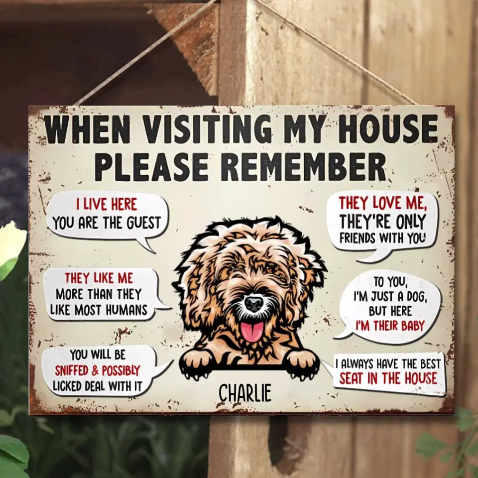 Please Remember When Visting To Our House - Personalized Dog Metal Sign