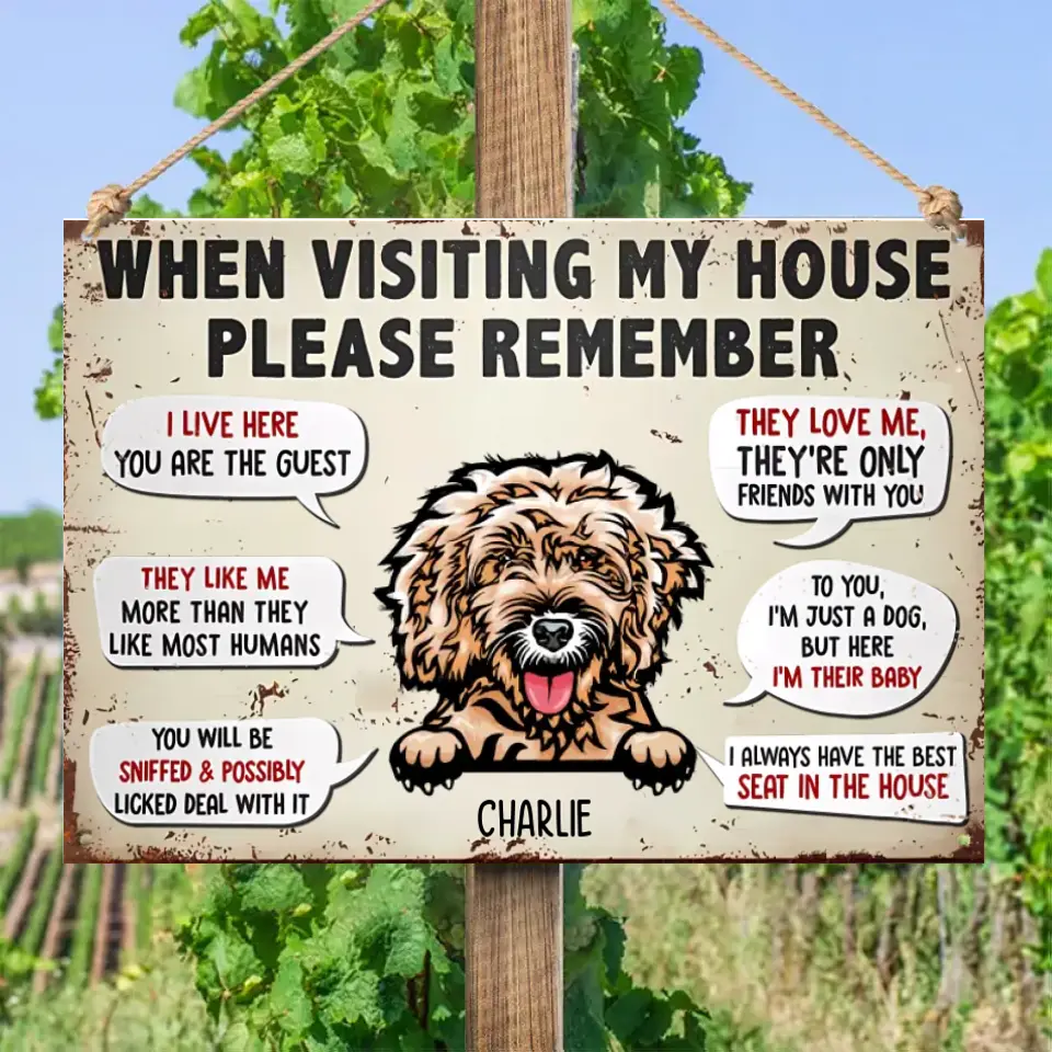 Please Remember When Visting To Our House - Personalized Dog Metal Sign