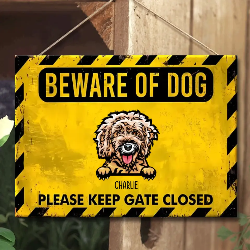 Cuidado con los perros - Letrero metálico personalizado para perros