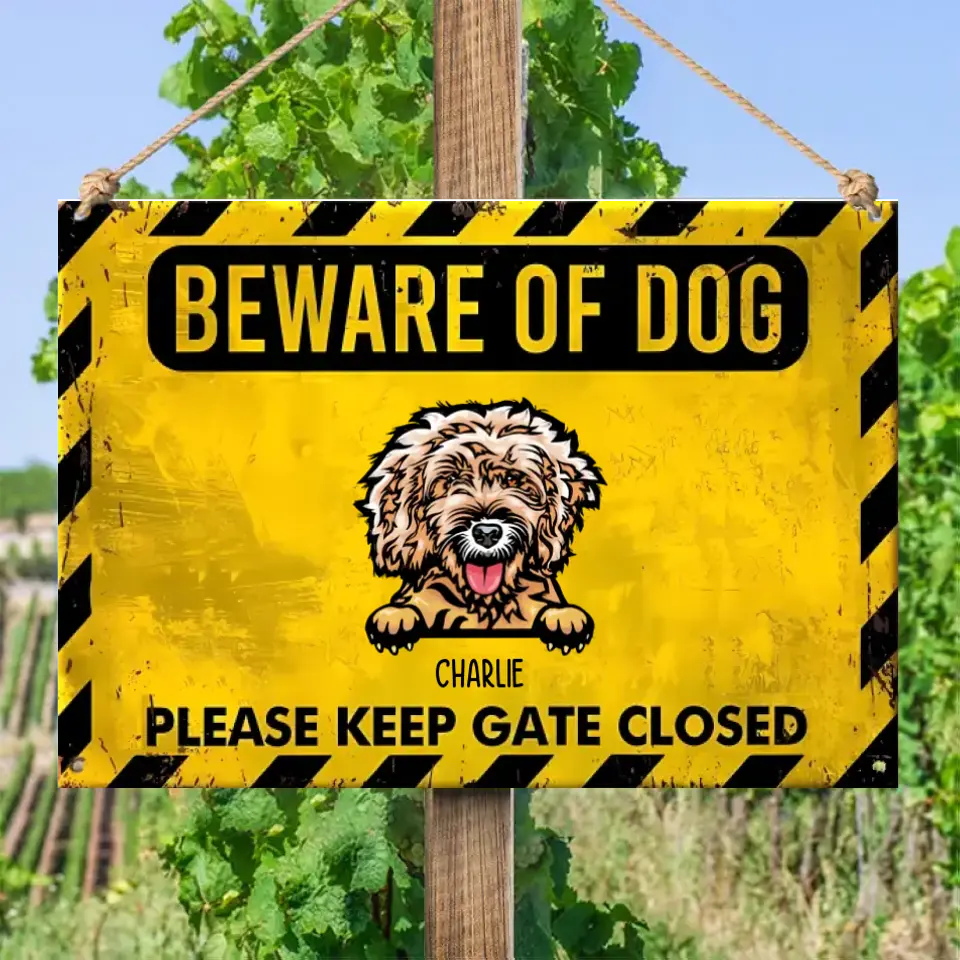 Cuidado con los perros - Letrero metálico personalizado para perros
