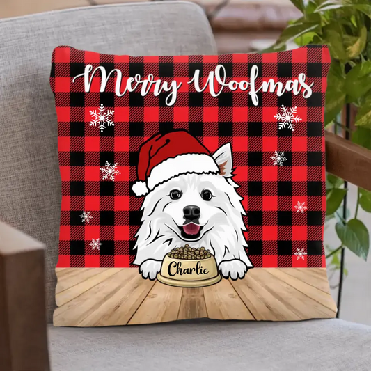 Merry Woofmas – personalisiertes Kissen – Geschenk für Hunde- und Katzenliebhaber (Einsatz inklusive) 