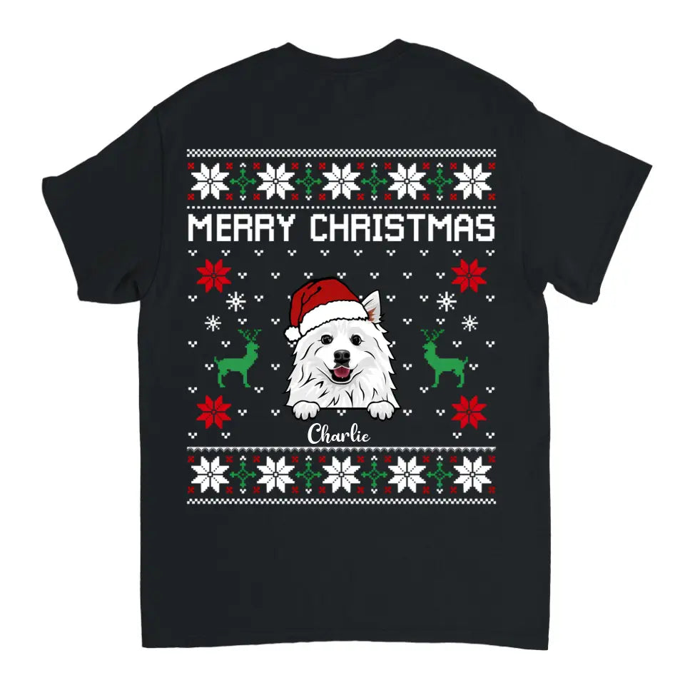 Frohe Weihnachten - Personalisiertes Unisex T-Shirt, Sweatshirt, Hoodie - Weihnachtsgeschenk für Haustierliebhaber, Hunde-/Katzenliebhaber 