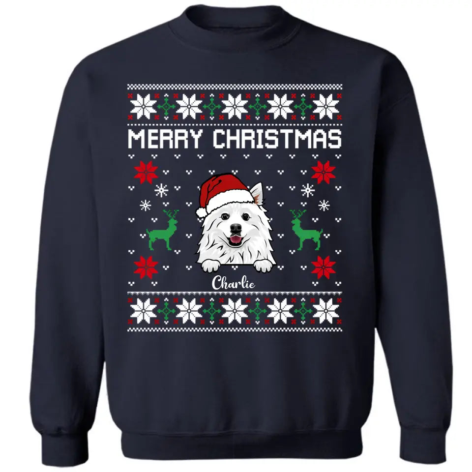 Feliz Navidad - Camiseta unisex personalizada, sudadera, sudadera con capucha - Regalo de Navidad para amantes de las mascotas, amantes de perros/gatos 