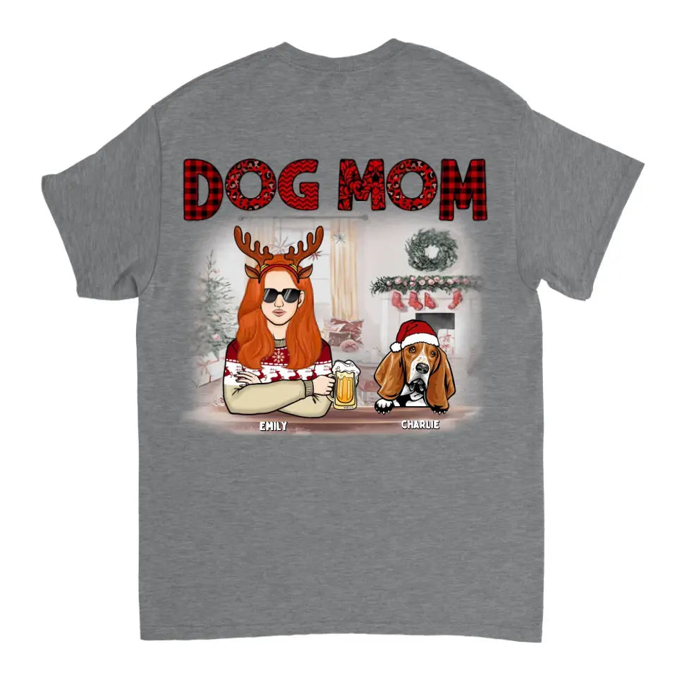 Merry Christmas Dog Mom -  Personalized Unisex T-shirt, Sweatshirt, Hoodie