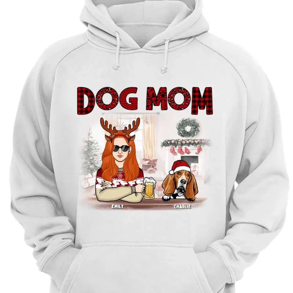 Merry Christmas Dog Mom -  Personalized Unisex T-shirt, Sweatshirt, Hoodie