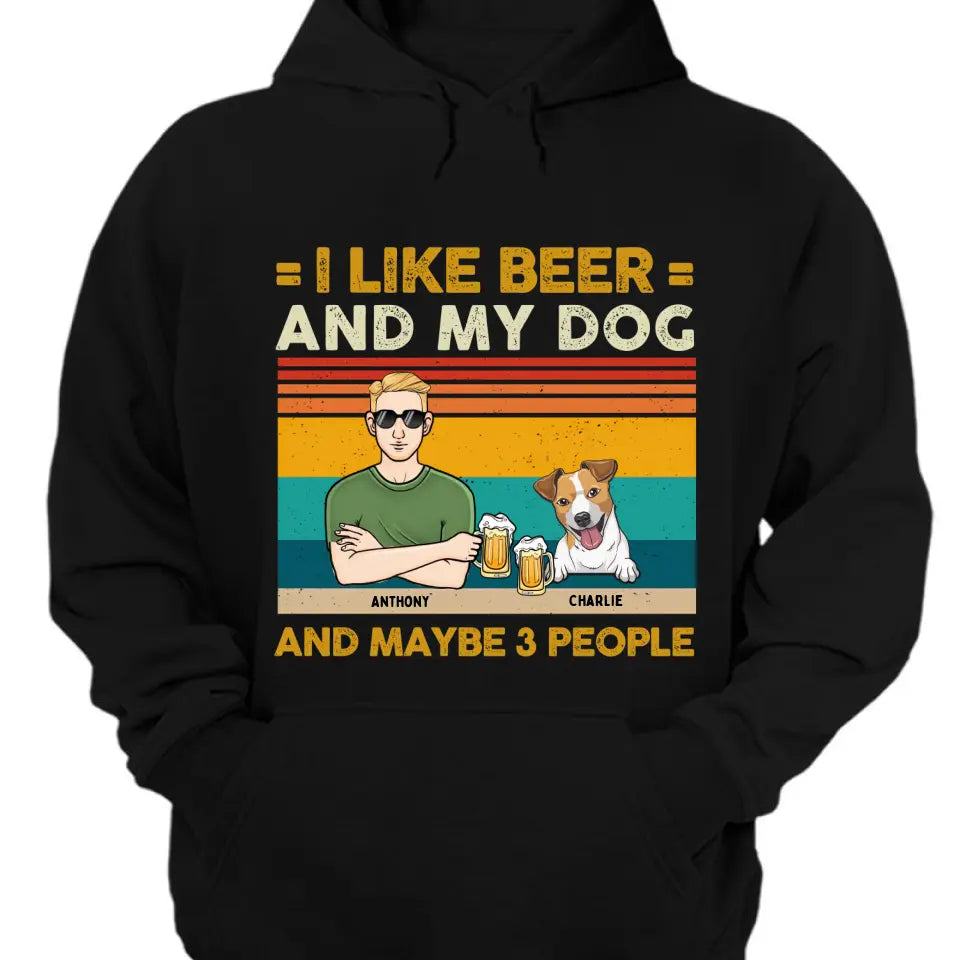 Ich mag Bier und meine Hunde und kann 3 Personen sein – personalisiertes Unisex-T-Shirt, Sweatshirt, Kapuzenpullover – Geschenke für Hundeliebhaber 