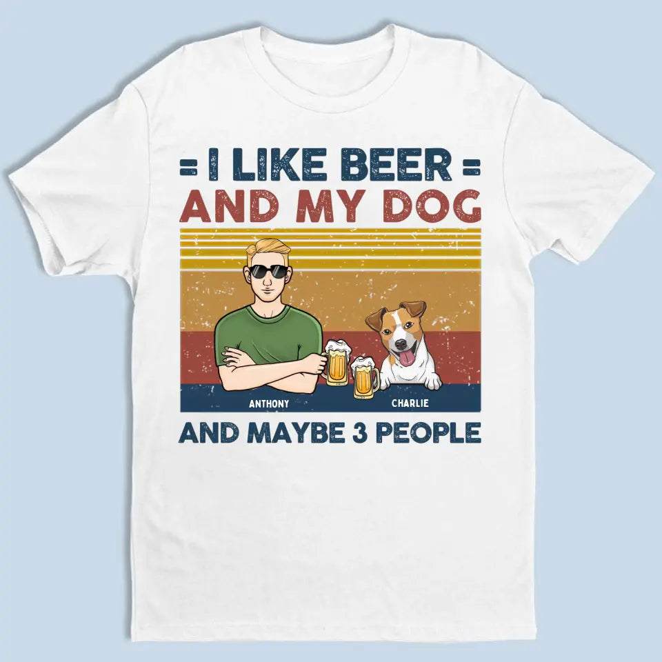 Ich mag Bier und meine Hunde und kann 3 Personen sein – personalisiertes Unisex-T-Shirt, Sweatshirt, Kapuzenpullover – Geschenke für Hundeliebhaber 