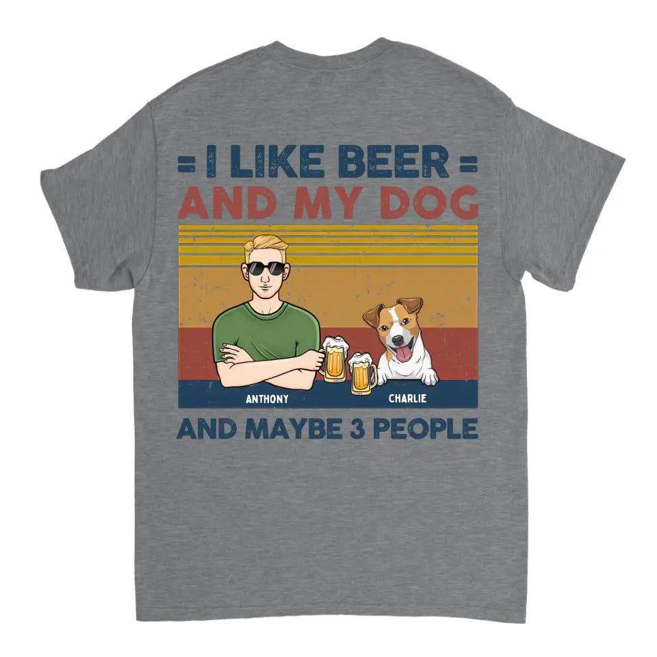 Ich mag Bier und meine Hunde und kann 3 Personen sein – personalisiertes Unisex-T-Shirt, Sweatshirt, Kapuzenpullover – Geschenke für Hundeliebhaber 