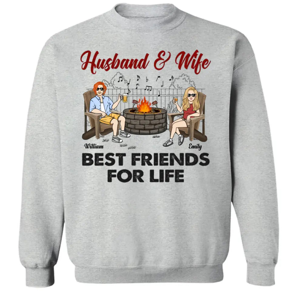 Marido y esposa, mejores amigos para toda la vida - Camiseta personalizada unisex para parejas, sudadera, sudadera con capucha - Regalos para parejas, amantes 