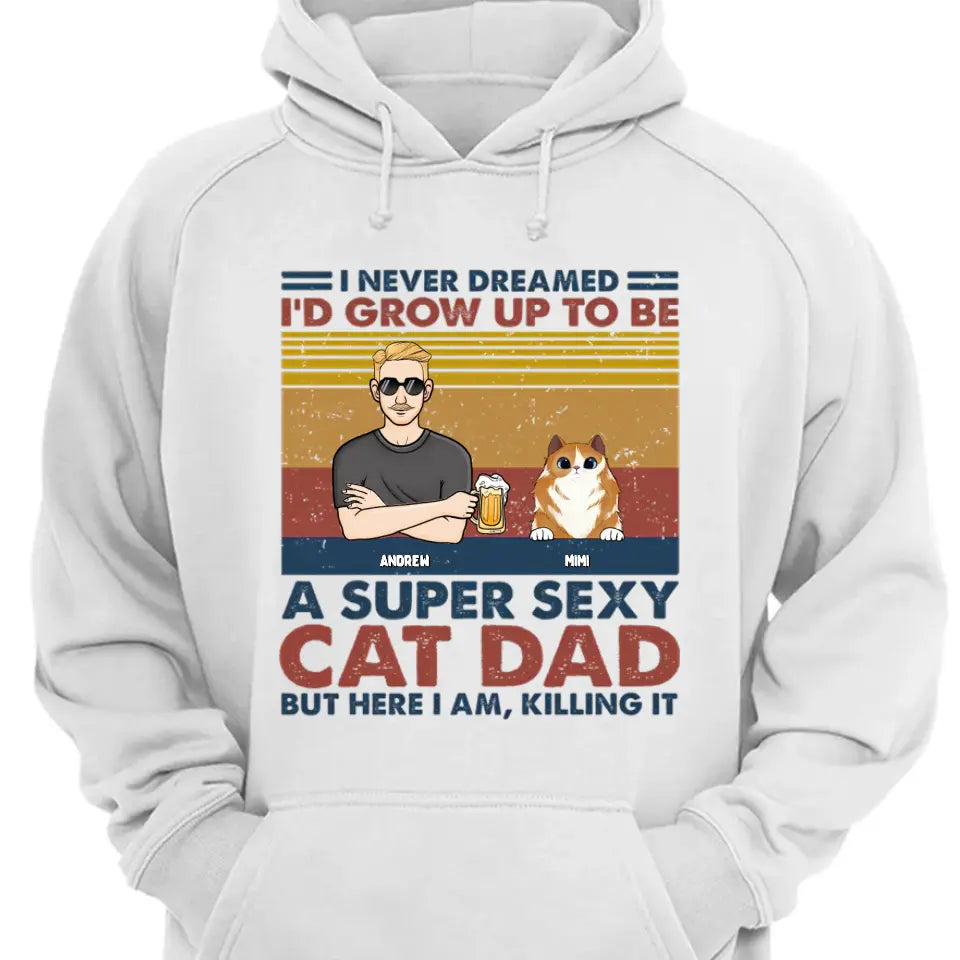 Super Cat Dad - Camiseta unisex personalizada con diseño de gato, sudadera con capucha, sudadera - Regalo para dueños de mascotas, amantes de las mascotas 