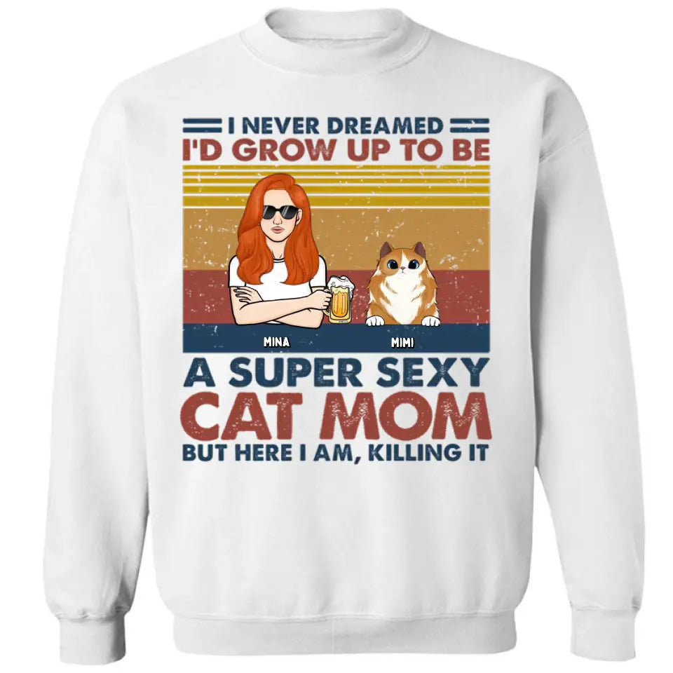 Super Cat Mom - Camiseta unisex personalizada con gato, sudadera con capucha, sudadera - Regalo para dueños de mascotas, amantes de las mascotas 