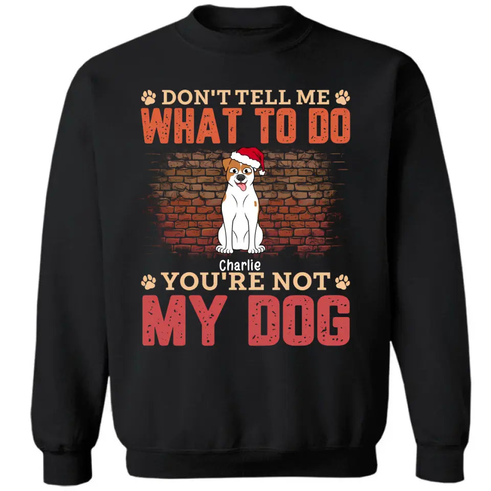 Sag mir nicht, was ich tun soll, du bist nicht mein Hund – personalisiertes Unisex-T-Shirt, Kapuzenpullover, Sweatshirt – Weihnachtsgeschenk für Haustierliebhaber 