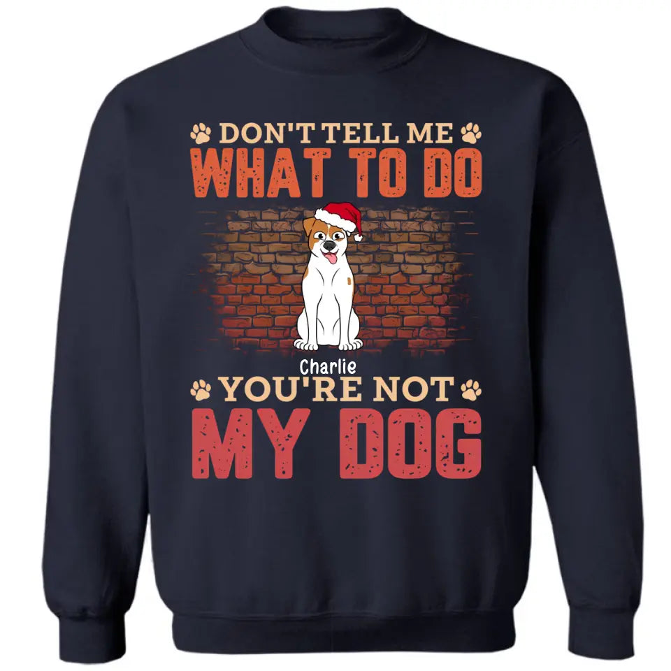 Sag mir nicht, was ich tun soll, du bist nicht mein Hund – personalisiertes Unisex-T-Shirt, Kapuzenpullover, Sweatshirt – Weihnachtsgeschenk für Haustierliebhaber 