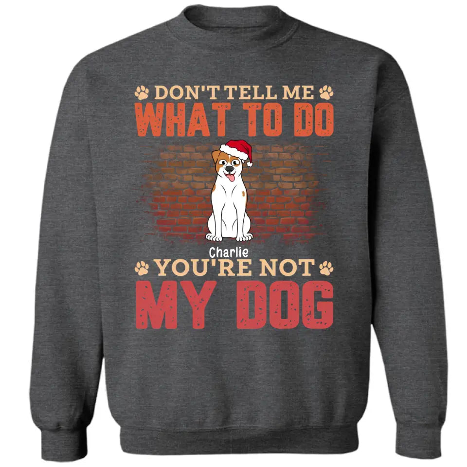 Sag mir nicht, was ich tun soll, du bist nicht mein Hund – personalisiertes Unisex-T-Shirt, Kapuzenpullover, Sweatshirt – Weihnachtsgeschenk für Haustierliebhaber 