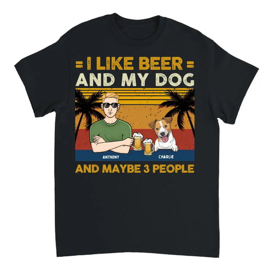 Ich mag Bier und meine Hunde und kann 3 Personen sein – personalisiertes Unisex-T-Shirt, Sweatshirt, Kapuzenpullover – Geschenke für Hundeliebhaber 